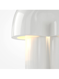 Biała ceramiczna lampa stołowa Hope LED - kopułowy klosz w stylu retro 70s, 3000K