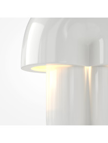 Biała ceramiczna lampa stołowa Hope LED - kopułowy klosz w stylu retro 70s, 3000K
