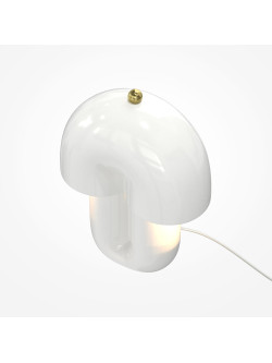 Biała ceramiczna lampa stołowa Hope LED - kopułowy klosz w stylu retro 70s, 3000K