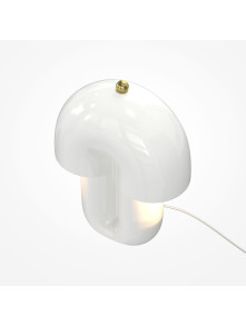 Biała ceramiczna lampa stołowa Hope LED - kopułowy klosz w stylu retro 70s, 3000K