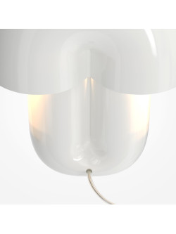 Biała ceramiczna lampa stołowa Hope LED - kopułowy klosz w stylu retro 70s, 3000K