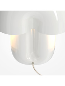 Biała ceramiczna lampa stołowa Hope LED - kopułowy klosz w stylu retro 70s, 3000K