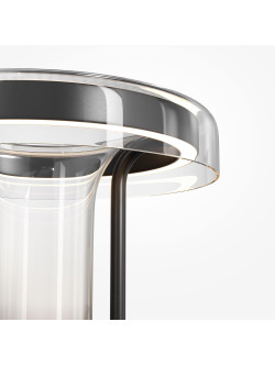 Designerska lampa podłogowa Ikebana LED do salonu - szklany pierścień z gradientem, 3000K