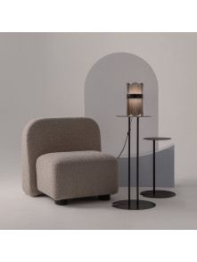 Designerska czarna lampa stołowa Insight LED - dymione panele jak płatki kwiatu, 3000K