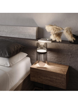 Designerska czarna lampa stołowa Insight LED - dymione panele jak płatki kwiatu, 3000K