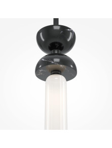 Lampa wisząca Kyoto LED 3000K czarna - mlecznobiały szklany klosz tuba