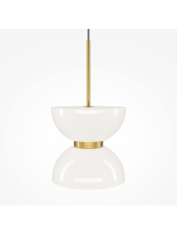 Złota lampa wisząca Kyoto LED 3000K - klepsydra z białego szkła