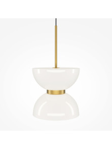 Złota lampa wisząca Kyoto LED 3000K - klepsydra z białego szkła Złota lampa wisząca Kyoto LED 3000K - klepsydra z białego szkła