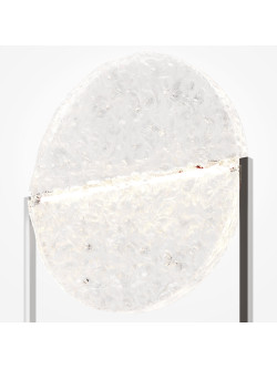 Designerska lampa stołowa Mangata LED do salonu - lodowy szklany dysk w chromie 3000K