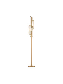 Lampa podłogowa Marmo do salonu w kolorze satynowego złota - kamienne panele 2xG9, art deco