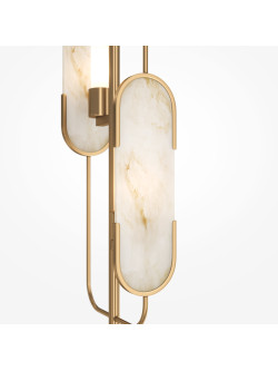 Lampa podłogowa Marmo do salonu w kolorze satynowego złota - kamienne panele 2xG9, art deco