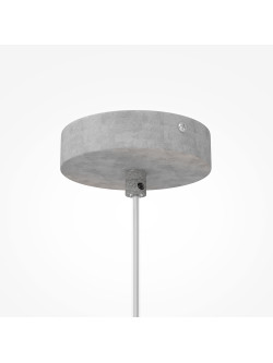Designerska lampa wisząca Opus w szarości - betonowa rama i mleczna kula