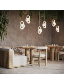 Designerska lampa wisząca Opus do salonu - organiczna biała rama z kulą - Maytoni Designerska lampa wisząca Opus do salonu - organiczna biała rama z kulą - Maytoni
