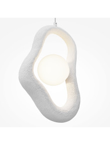 Designerska lampa wisząca Opus do salonu - organiczna biała rama z kulą - Maytoni Designerska lampa wisząca Opus do salonu - organiczna biała rama z kulą - Maytoni