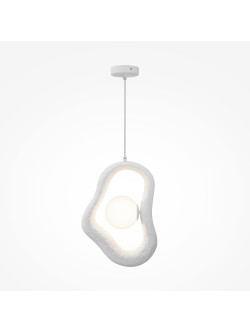 Designerska lampa wisząca Opus do salonu - organiczna biała rama z kulą - Maytoni
