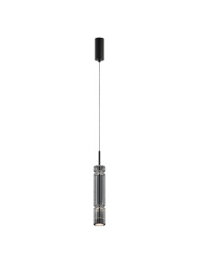 Designerska lampa wisząca Ordo (tuba) LED 3000K - ryflowany dymiony szklany klosz