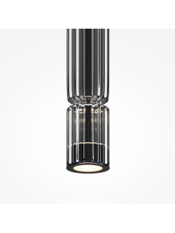 Designerska lampa wisząca Ordo (tuba) LED 3000K - ryflowany dymiony szklany klosz