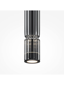Designerska lampa wisząca Ordo (tuba) LED 3000K - ryflowany dymiony szklany klosz