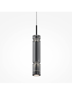 Designerska lampa wisząca Ordo (tuba) LED 3000K - ryflowany dymiony szklany klosz