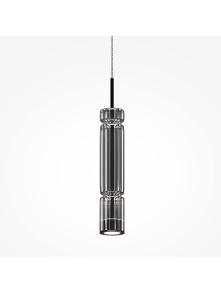 Designerska lampa wisząca Ordo (tuba) LED 3000K - ryflowany dymiony szklany klosz
