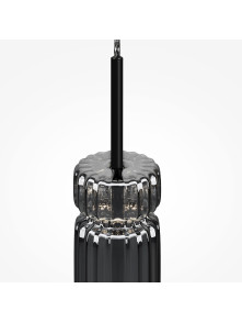 Designerska lampa wisząca Ordo (tuba) LED 3000K - ryflowany dymiony szklany klosz