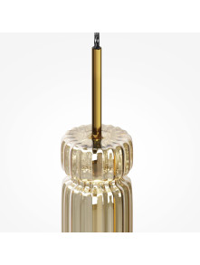 Designerska lampa wisząca Ordo (tuba) LED 3000K - ryflowany złocisty szklany klosz
