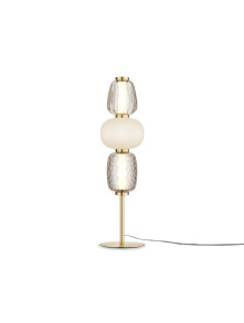 Złota lampa stołowa Pattern LED do salonu - trzy dekoracyjne szklane segmenty