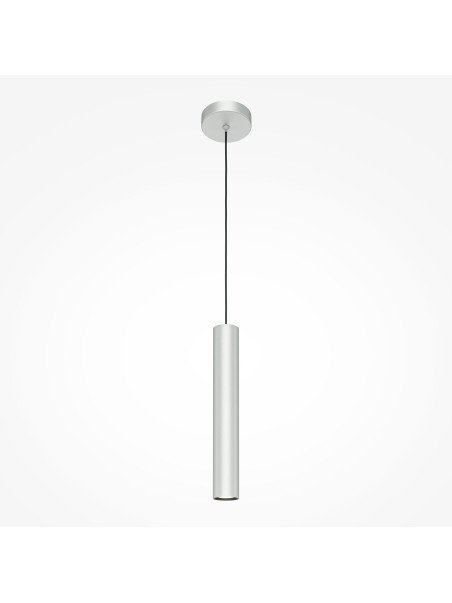 Srebrna lampa wisząca Pro Focus nad wyspę - metalowa tuba GU10 1-punktowa - Maytoni Srebrna lampa wisząca Pro Focus nad wyspę - metalowa tuba GU10 1-punktowa - Maytoni