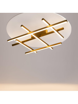 Złoty plafon sufitowy Radiance LED do salonu - geometryczne pręty 3000K 2250lm