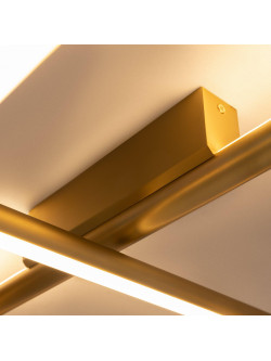 Złoty plafon sufitowy Radiance LED do salonu - geometryczne pręty 3000K 2250lm