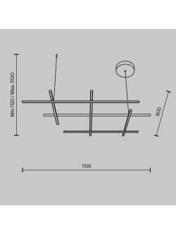 Złoty żyrandol wiszący Radiance LED 3000K - geometryczne pręty 3150 lm