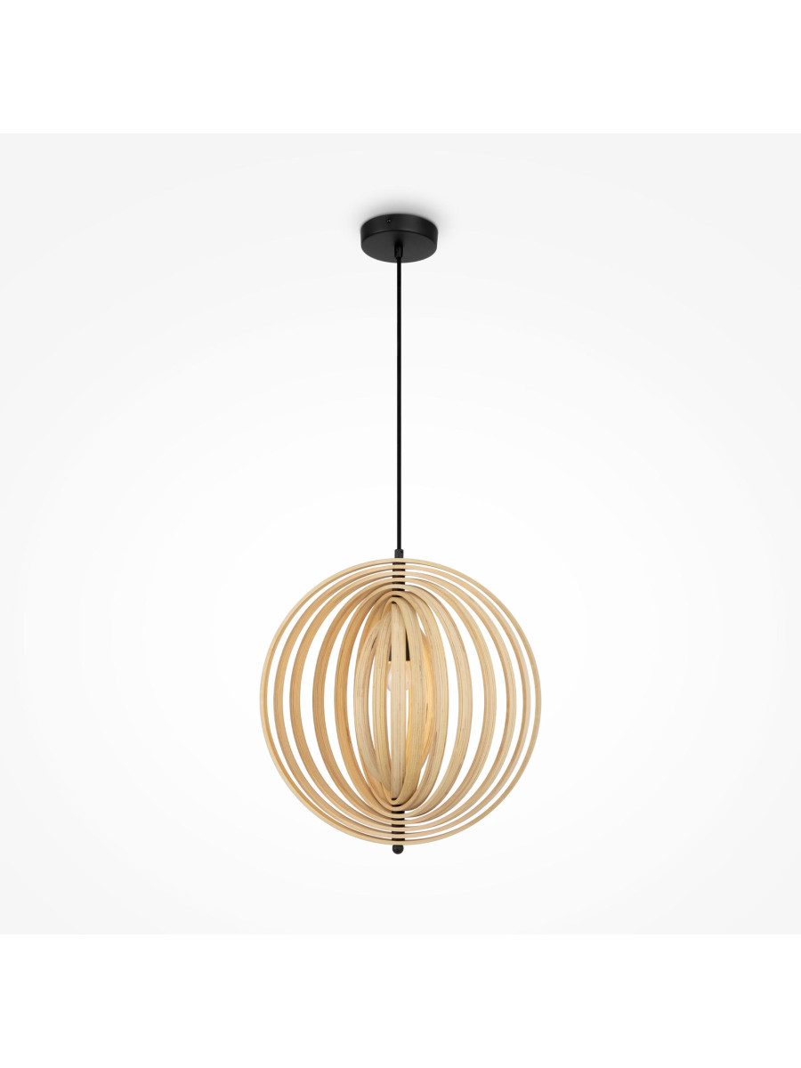 Skandynawska lampa wisząca Roots - ażurowa drewniana kula 1xE27, 43 cm