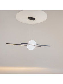 Minimalistyczna lampa wisząca Skyline LED nad stół - biało-czarna geometria 4000K