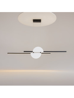 Minimalistyczna lampa wisząca Skyline LED nad stół - biało-czarna geometria 4000K