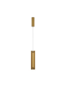 Złota lampa wisząca Sonata LED do sypialni - smukła tuba z metalowych rurek