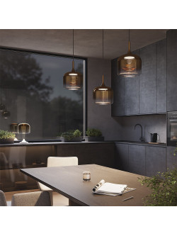 Designerska lampa stołowa Spirito LED 3000K - bursztynowy szklany klosz gradientowy 820 lm