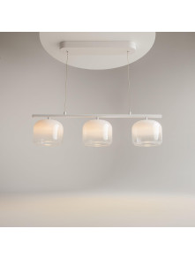 Minimalistyczny biały żyrandol LED Spirito nad stół - 3 szklane klosze gradientowe 3000K Minimalistyczny biały żyrandol LED Spirito nad stół - 3 szklane klosze gradientowe 3000K