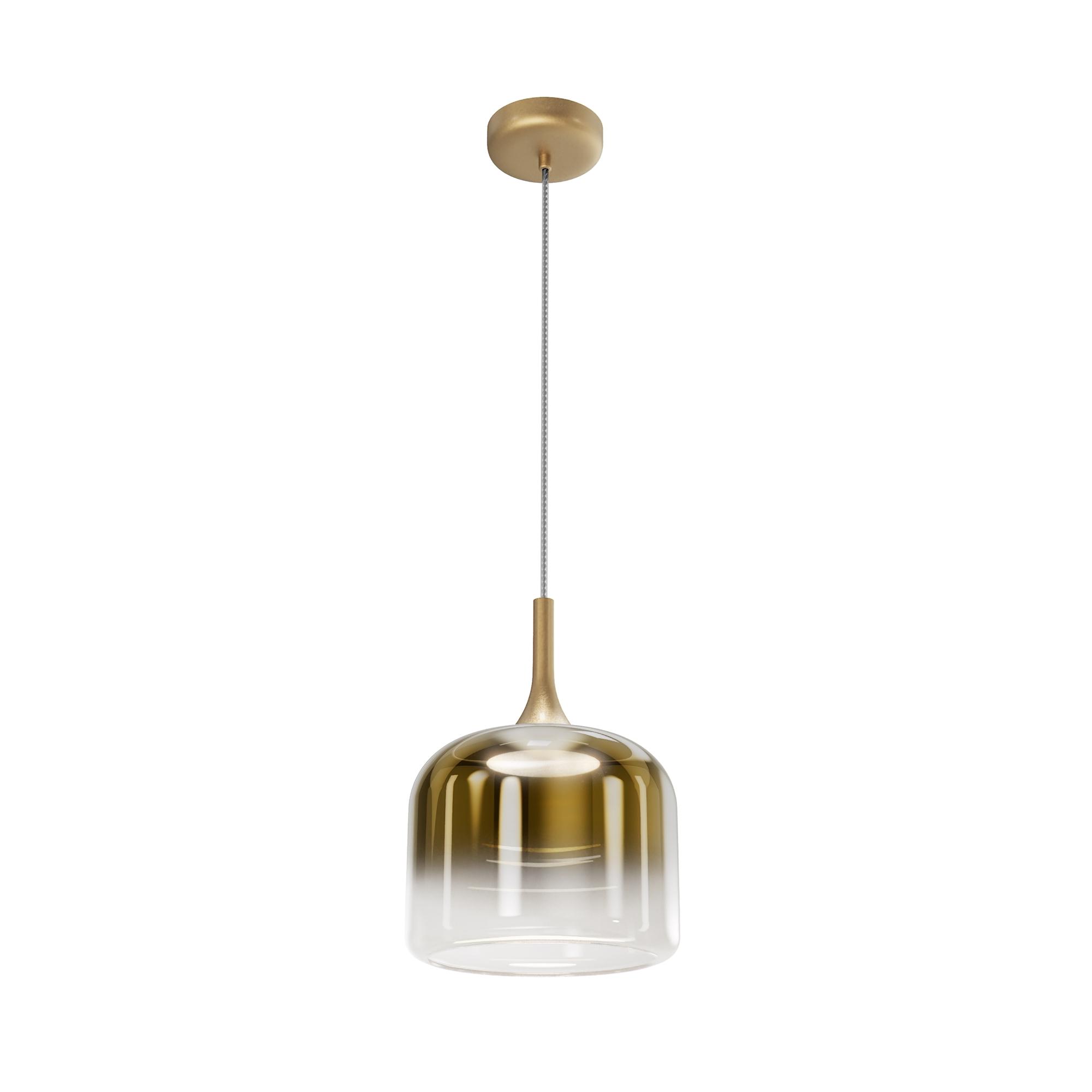 Złota lampa wisząca Spirito LED do jadalni - szklany klosz gradient złoto-transparent 3000K