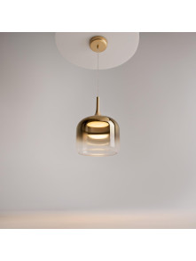 Złota lampa wisząca Spirito LED do jadalni - szklany klosz gradient złoto-transparent 3000K Złota lampa wisząca Spirito LED do jadalni - szklany klosz gradient złoto-transparent 3000K