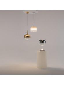 Złota lampa wisząca Spirito LED do jadalni - szklany klosz gradient złoto-transparent 3000K Złota lampa wisząca Spirito LED do jadalni - szklany klosz gradient złoto-transparent 3000K