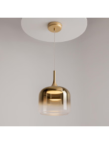 Złota lampa wisząca Spirito LED do jadalni - szklany klosz gradient złoto-transparent 3000K Złota lampa wisząca Spirito LED do jadalni - szklany klosz gradient złoto-transparent 3000K