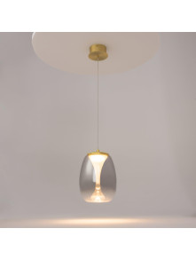 Lampa wisząca Splash LED w złocie - szklany klosz przyciemniony - kropla gradient, dekoracyjna, 3000K