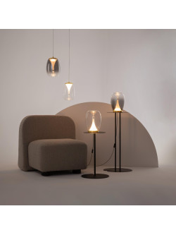 Lampa wisząca Splash LED w złocie - szklany klosz przyciemniony - kropla gradient, dekoracyjna, 3000K