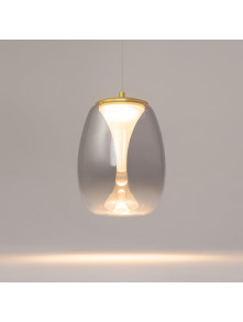 Lampa wisząca Splash LED w złocie - szklany klosz przyciemniony - kropla gradient, dekoracyjna, 3000K