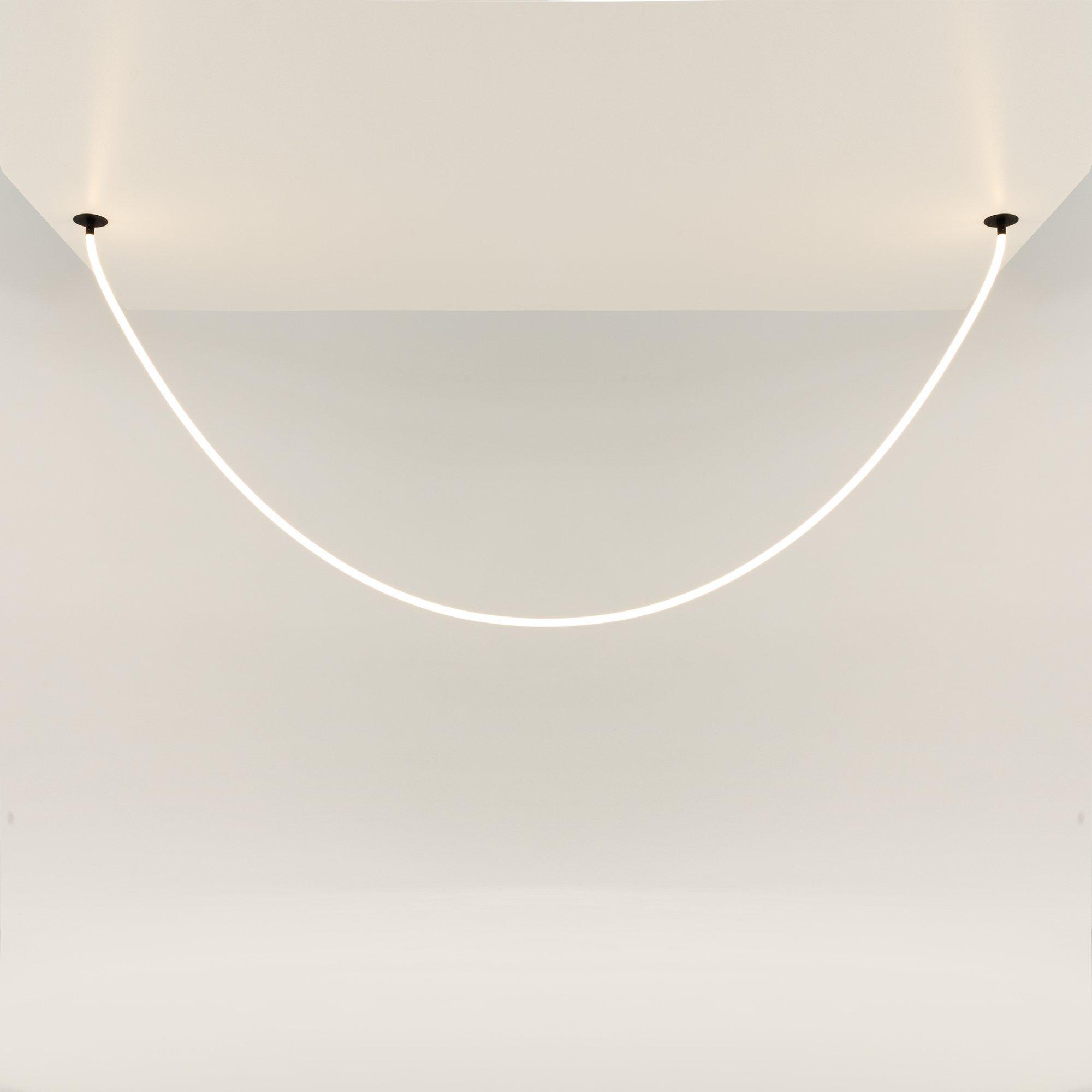 Minimalistyczna lampa wisząca Tau LED do salonu - świetlny półkolisty łuk - wąż świetlny, 3000K, 2200lm, czarna