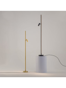 Minimalistyczna mosiężna lampa podłogowa Thin do czytania LED 3000K - regulowany reflektor 800lm Minimalistyczna mosiężna lampa podłogowa Thin do czytania LED 3000K - regulowany reflektor 800lm