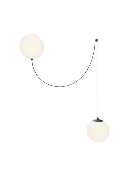 Lampa ścienna Twins LED do korytarza - dwie mleczne szklane kule pająk 1400 lm