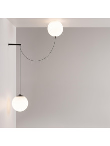 Lampa ścienna Twins LED do korytarza - dwie mleczne szklane kule pająk 1400 lm