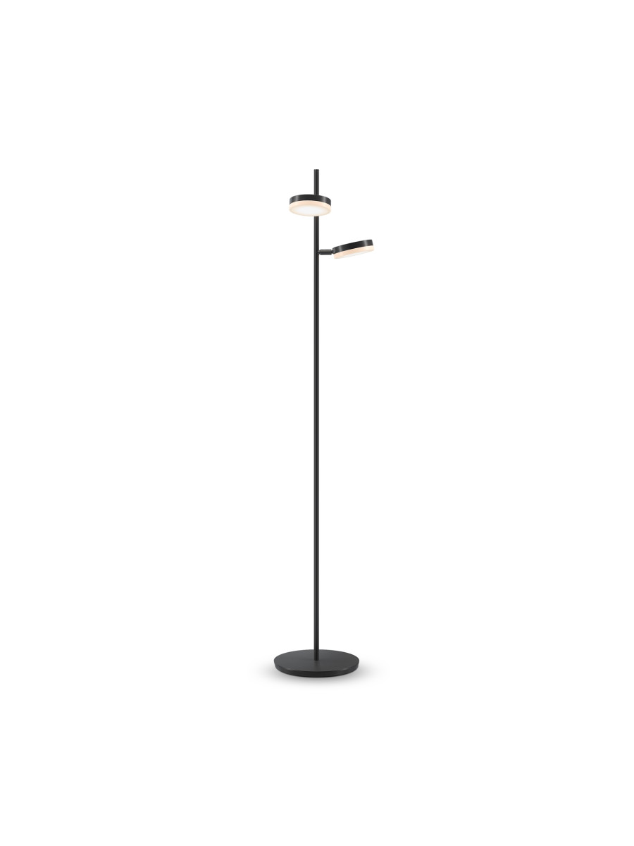 Czarna lampa podłogowa LED Fad do czytania - dwa dyskowe klosze 3000K, 1000 lm - Maytoni