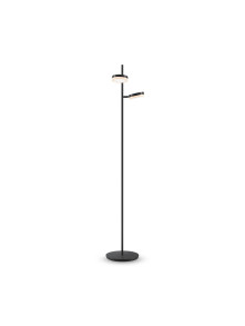 Czarna lampa podłogowa LED Fad do czytania - dwa dyskowe klosze 3000K, 1000 lm - Maytoni